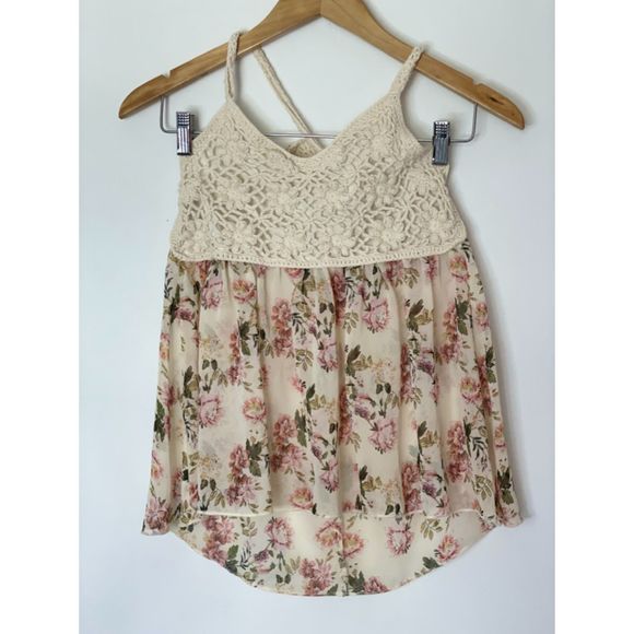 LA Hearts Crochet Floral boho neutral beachy Halter Top Size Small a56 - Picture 1 of 11